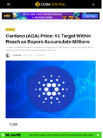Cardano (ADA) Price: $1 Target Within Reach as Buyers Accumulate Millions - CoinCentral