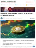 Dogecoin Open Interest Hits $1.3B as Traders Increase Positions