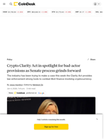 Crypto Clarity Act in spotlight for bad-actor provisions as Senate process grinds forward