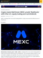 Crypto meets Wall Street: MEXC unveils 'RealStocks' with 0-fee U.S. equity trading and real dividends