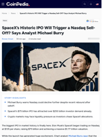SpaceX IPO Will Trigger a Nasdaq Sell-Off? says Michael Burry