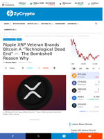 Ripple XRP Veteran Brands Bitcoin A “Technological Dead End” —  The Bombshell Reason Why ⋆ ZyCrypto
