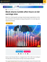 Block Inc. Stock Tumbles on Q3 Earnings Miss