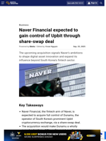 Naver Financial expected to gain control of Upbit through share-swap deal