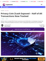 Privacy Coin Zcash Exposed – Half of All Transactions Now Tracked