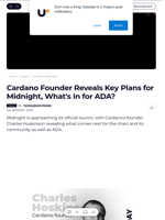 Cardano Founder Reveals Key Plans for Midnight, What's In for ADA? - U.Today