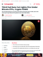 Third Fed Rate Cut Lights Fire Under Bitcoin ETFs, Crypto FOMO - Coinspeaker