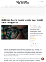 Goldman Sachs favors stocks over credit amid rising risks