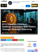 BTCS Expands Ethereum Holdings and Raises $207 Million Through Strategic Financing | Live Bitcoin News