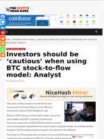 Investors should be 'cautious' when using BTC stock-to-flow model: Analyst - The Crypto News Wire