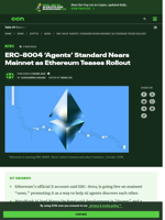 ERC-8004 ‘Agents’ Standard Nears Mainnet as Ethereum Teases Rollout | CCN.com