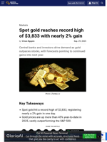 Spot gold reaches record high of $3,833 with nearly 2% gain