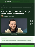 Justin Sun Alleges ‘Global Scam Group’ Behind Missing TUSD Reserves | CCN.com