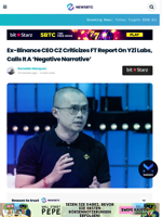 Ex-Binance CEO CZ Criticizes FT Report On YZi Labs, Calls It A 'Negative Narrative'