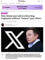 Elon Musk says xAI is attracting engineers without “insane” pay offers - Coinfea