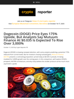 Dogecoin (DOGE) Price Eyes 175% Upside, But Analysts Say Mutuum Finance At $0.035 Is Expected To Rise Over 3,000%