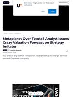 Metaplanet Over Toyota? Analyst Issues Crazy Valuation
Forecast on Strategy Imitator