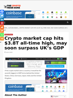 Crypto market cap hits $3.8T all-time high, may soon surpass UK’s GDP - The Crypto News Wire