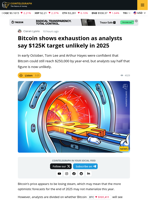 Bitcoin Shows Signs of Exhaustion as Analysts Tip 2025 Forecasts
