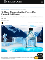 16 Major Blockchains Can Freeze User Funds: Bybit Report  - DailyCoin