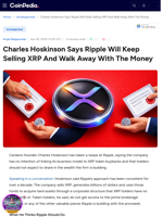 Charles Hoskinson Says Ripple Will Keep Selling XRP And Walk Away With The Money