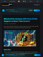 Bitcoin Price Analysis: BTC Tests $114K Support as Bears Take Control - Blockchain.News