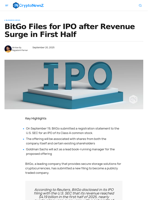 BitGo Files for IPO after Revenue Surge in First Half