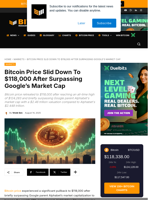 Bitcoin Price Slid Down To $118,000 After Surpassing Google's Market Cap