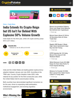 India Extends Its Crypto Reign but US Isn't Far Behind With Explosive 50% Volume Growth