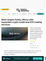 Nexo targets family offices with expanded crypto credit and OTC trading services