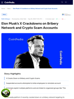 Elon Musk’s X Crackdowns on Bribery Network and Crypto Scam Accounts