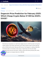 Dogecoin Price Prediction for February 2025: Which Cheap Crypto Below $1 Will be 2025's DOGE?