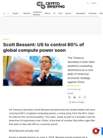 Scott Bessent: US to control 80% of global compute power soon