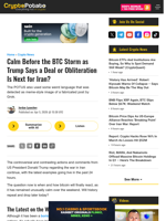 Calm Before the BTC Storm as Trump Says a Deal or Obliteration Is Next for Iran?