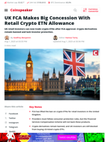 UK FCA Makes Big Concession With Retail Crypto ETN Allowance - Coinspeaker