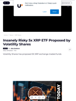 Insanely Risky 5x XRP ETF Proposed by Volatility Shares - U.Today