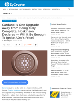 Cardano Is One Upgrade Away From Being Fully Complete, Hoskinson Declares — Will It Be Enough To Ignite ADA’s Price? ⋆ ZyCrypto