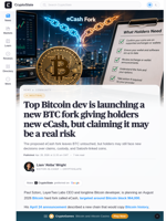 Top Bitcoin dev is launching a new BTC fork giving holders new eCash, but claiming it may be a real risk