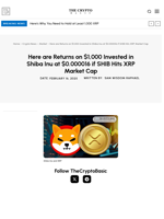 Here are Returns on $1,000 Invested in Shiba Inu at $0.000016 if SHIB Hits XRP Market Cap