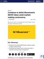 Coinbase to delist Movement's MOVE token amid market-making controversy