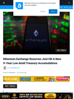 Ethereum Exchange Reserves Just Hit A New 9-Year Low Amid Treasury Accumulations | Bitcoinist.com