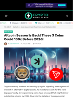 Altcoin Season Is Back! These 3 Coins Could 100x Before 2026! - Crypto News Flash