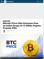 Bitcoin Price Hits Extreme Fear as Index Drops to 11 While Pepeto Presale Fills - TechBullion