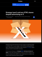 Strategy hasn't sold any STRC shares despite advertising on X