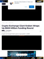 Crypto Exchange Giant Kraken Wraps Up $500 Million Funding Round - U.Today