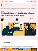 Coinbase's Shares Rally As CEO Pushes Against TradFi Lobbying