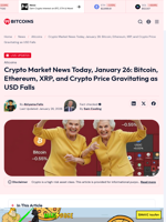 Crypto Market News Today, January 26: Bitcoin, Ethereum, XRP, and Crypto Price Gravitating as USD Falls - 99Bitcoins