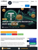 Tether Tops Crypto Revenue in 2025 With $5.2B | Live Bitcoin News