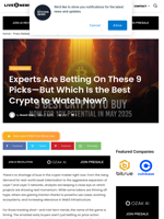 Experts Are Betting On These 9 Picks—But Which Is the Best Crypto to Watch Now? | Live Bitcoin News