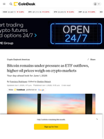 BTC remains under pressure as ETF outflows, higher oil prices weigh on crypto markets: Crypto Daily